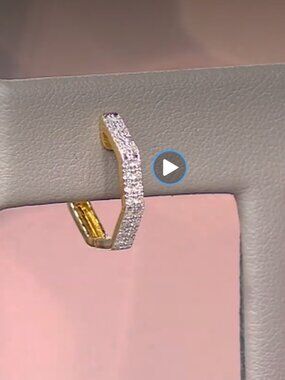Rarities Gold-Plated 1/5ctw Diamond Octagon Huggie Hoop Earrings White NWT